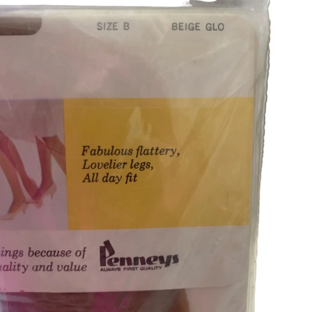 JC Penney Gaymode Cantrece II Stretch Garter Stockings Beige Glo Size B 3 Pack